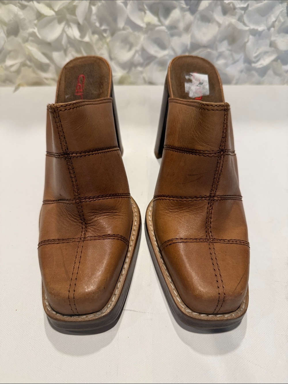 Candie's Brown Leather Slip-On Mule Loafers